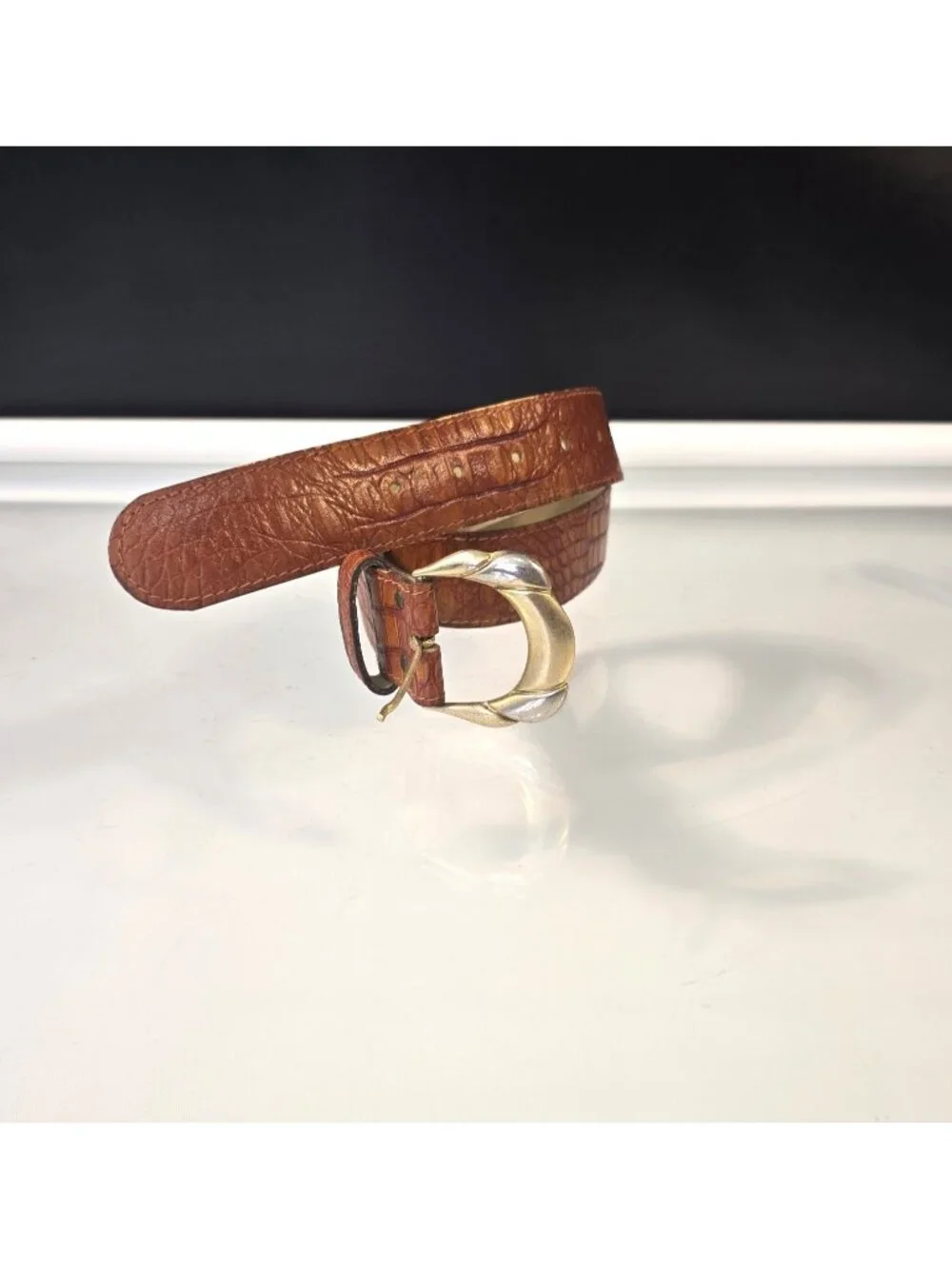 Womens Faux Croc Leather Belt Size Medium Vintage Rapid Belt Co Canada